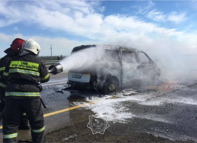 Автомобиль сгорел в Павлодарской области