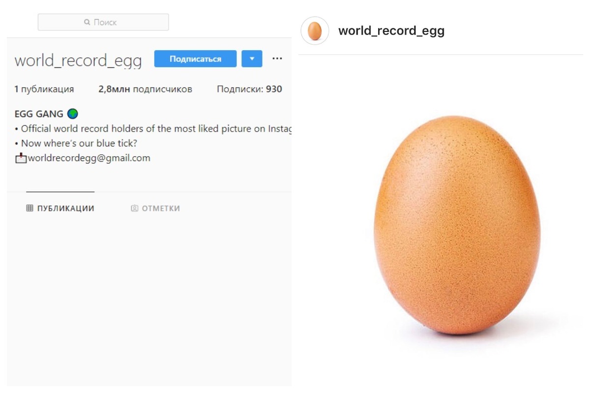 Фото куриного яйца побило мировой рекорд в Instagram