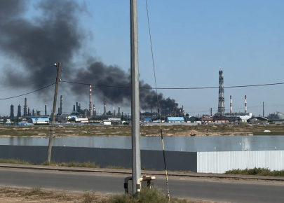 На территории Атырауского НПЗ произошло возгорание